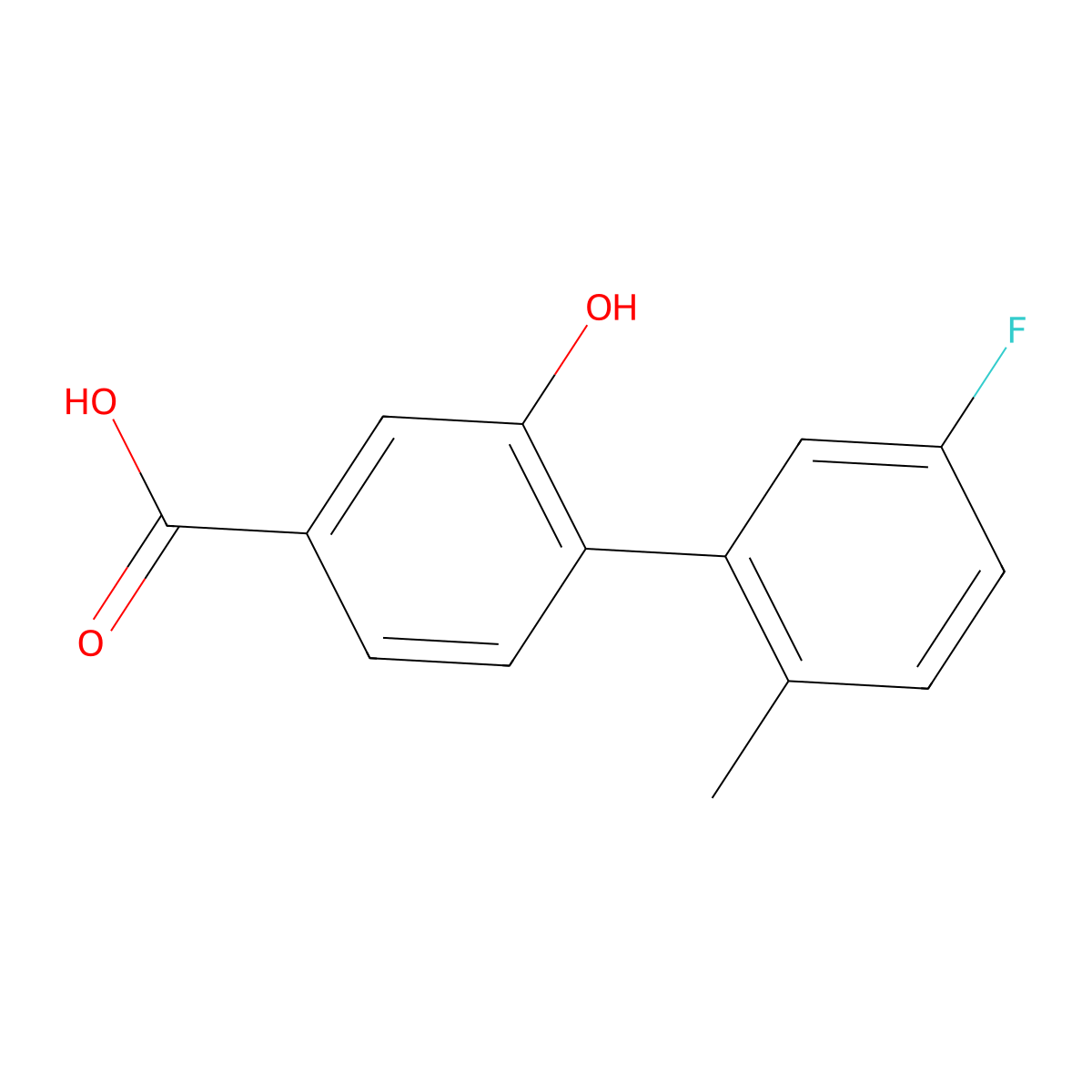 4-(5-Fluoro-2-methylphenyl)-3-hydroxybenzoic acid molecular structure, CAS 1261904-94-2