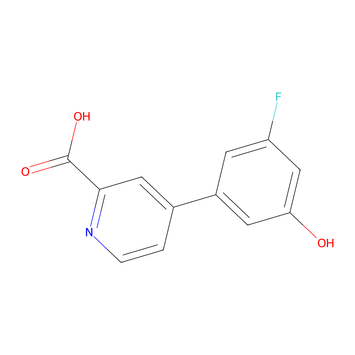 4-(3-Fluoro-5-hydroxyphenyl)picolinic acid molecular structure, CAS 1261904-98-6