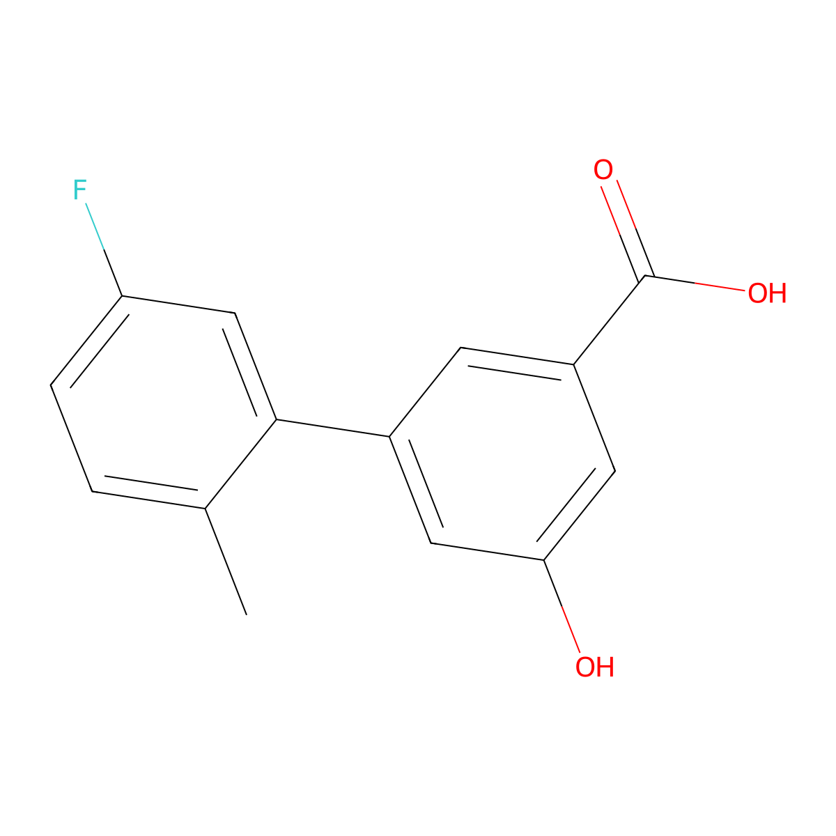 3-(5-Fluoro-2-methylphenyl)-5-hydroxybenzoic acid molecular structure, CAS 1261905-07-0