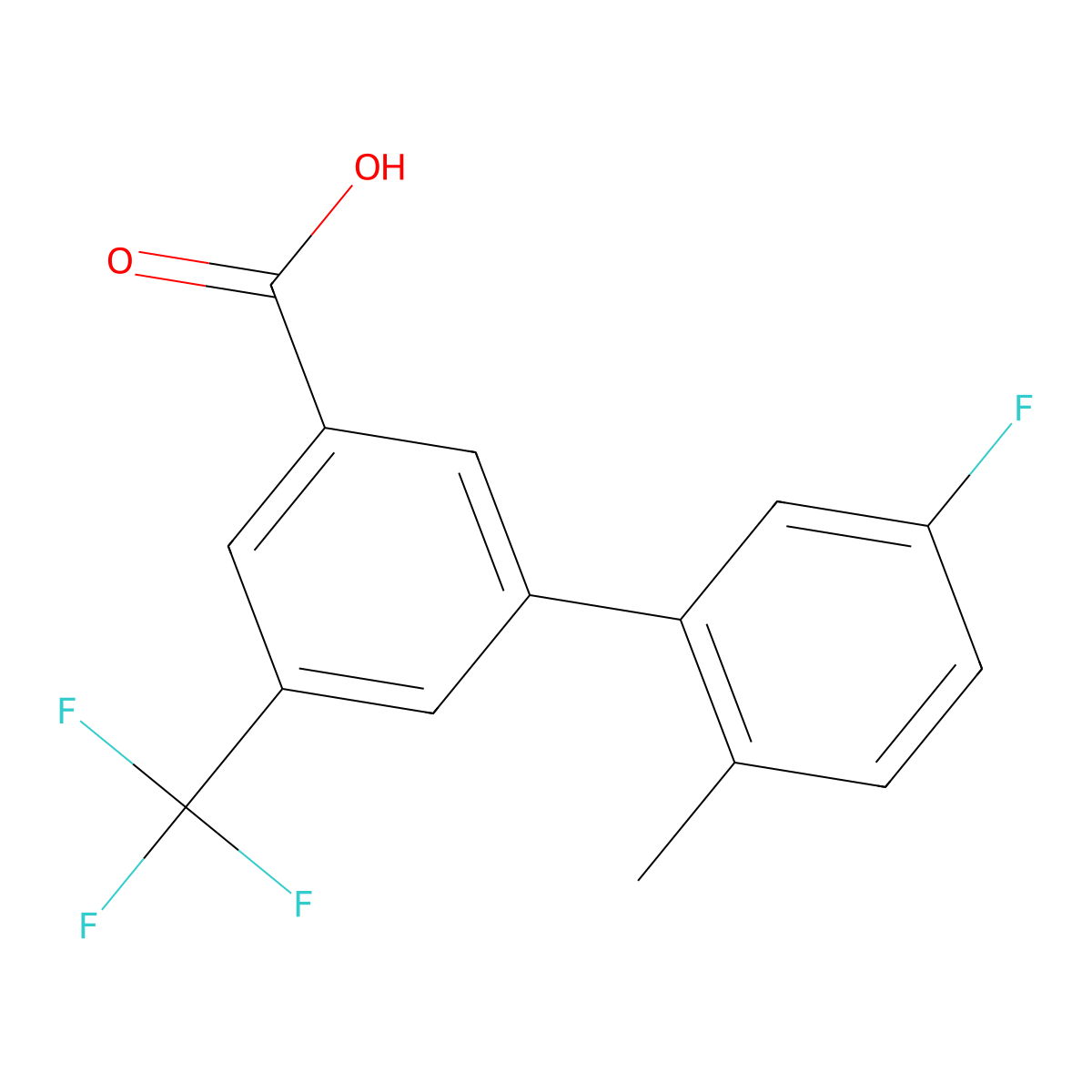 3-(5-Fluoro-2-methylphenyl)-5-trifluoromethylbenzoic acid molecular structure, CAS 1261905-15-0