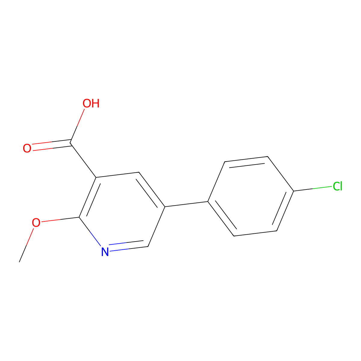 5-(4-Chlorophenyl)-2-methoxynicotinic acid molecular structure, CAS 1261905-29-6