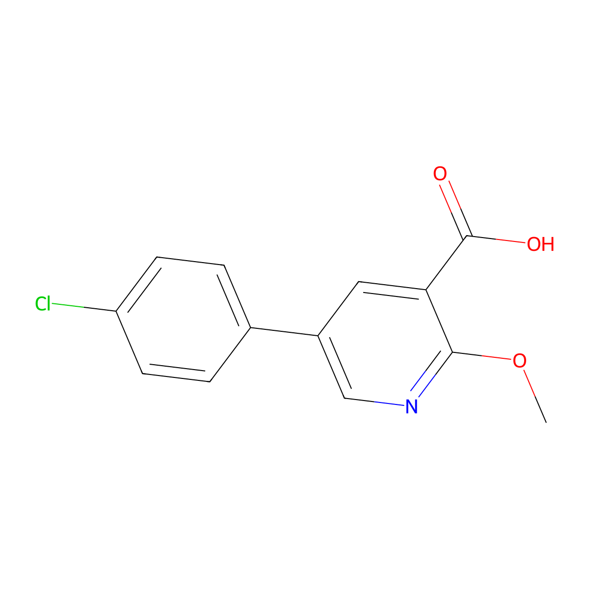 5-(4-Chlorophenyl)-2-methoxynicotinic acid molecular structure, CAS 1261905-29-6