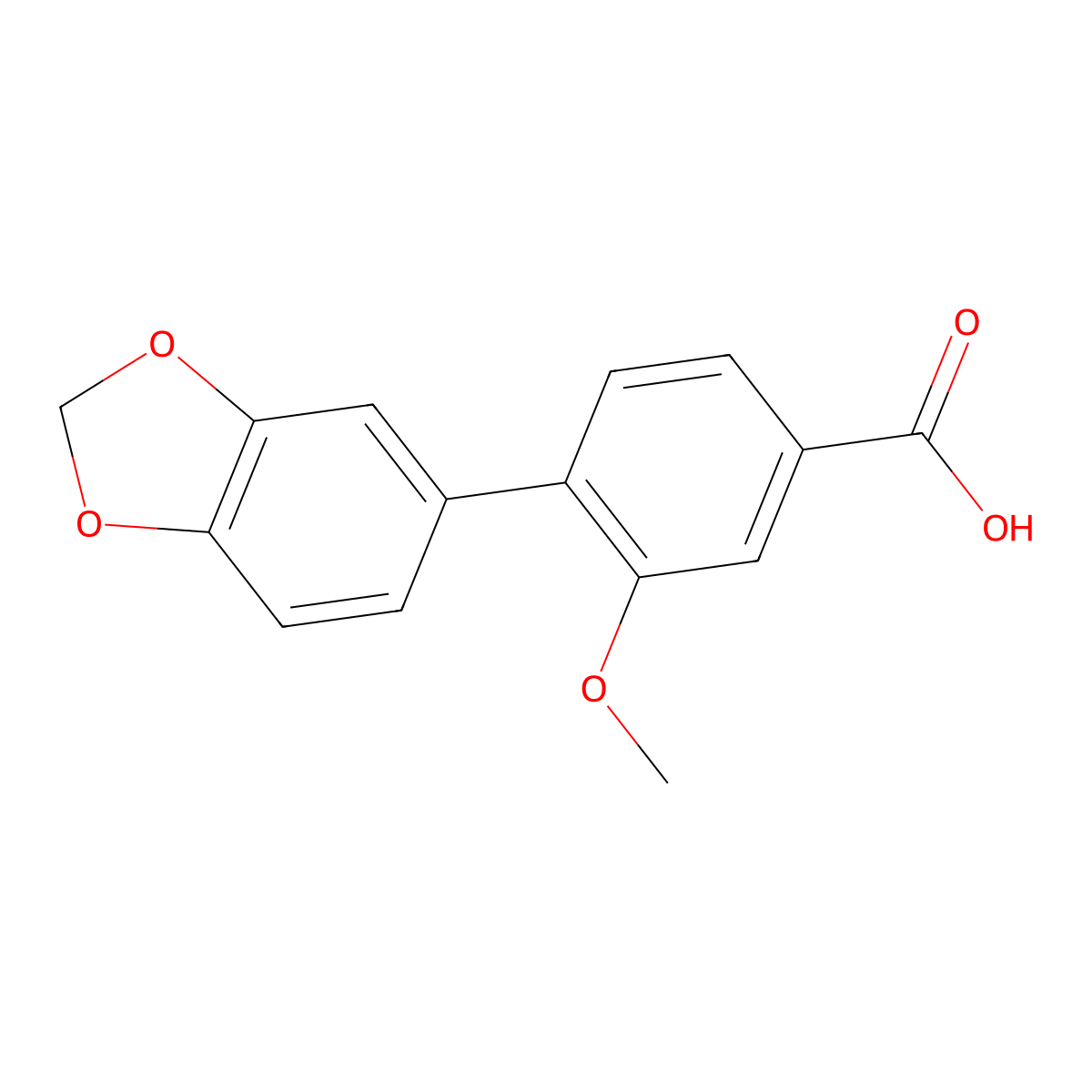 3-Methoxy-4-(3,4-methylenedioxyphenyl)benzoic acid molecular structure, CAS 1261905-34-3