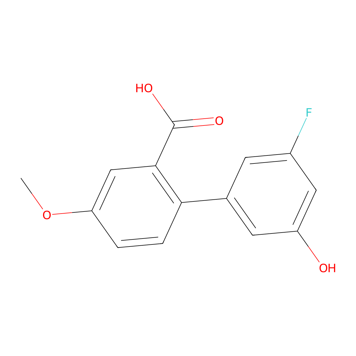 2-(3-Fluoro-5-hydroxyphenyl)-5-methoxybenzoic acid molecular structure, CAS 1261905-46-7