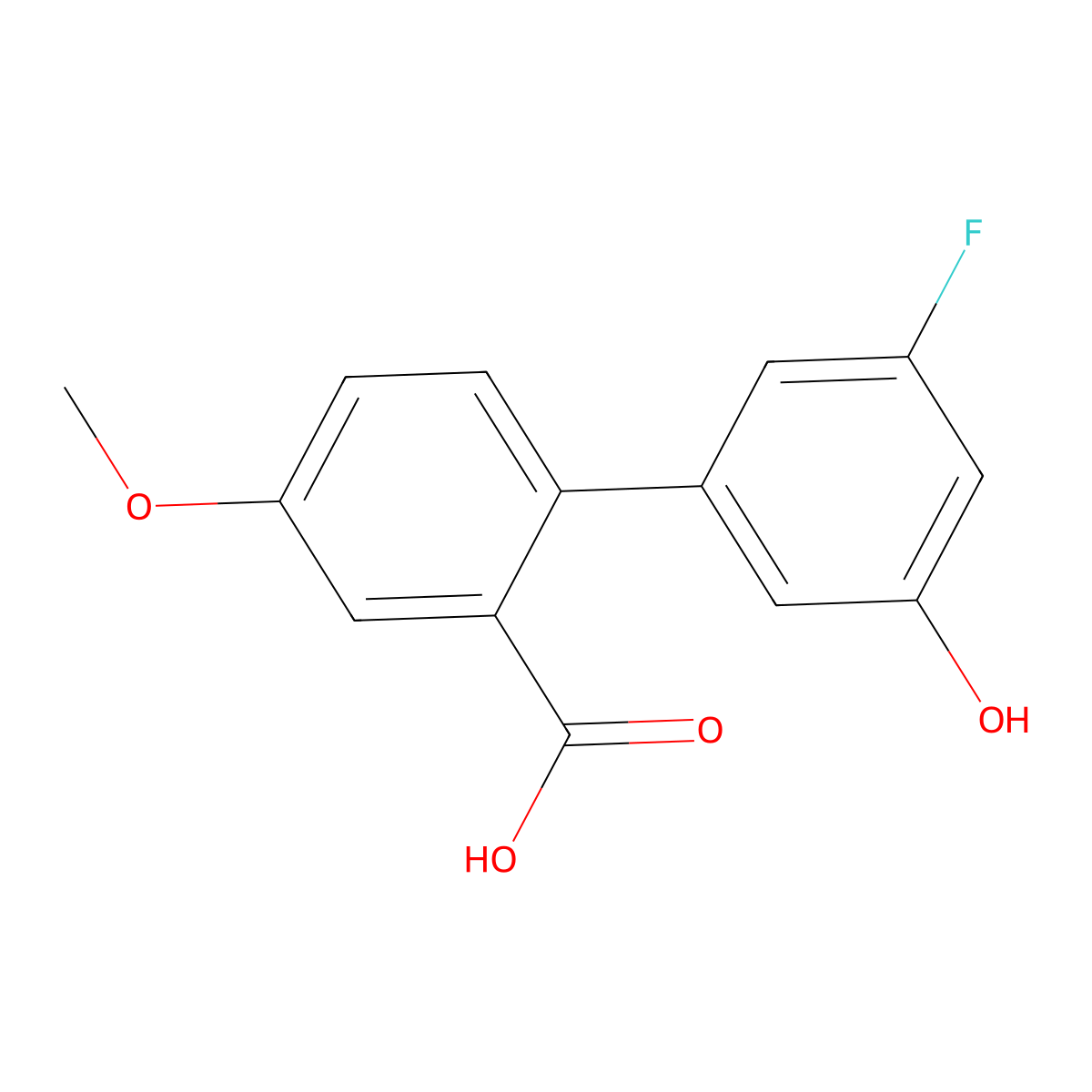 2-(3-Fluoro-5-hydroxyphenyl)-5-methoxybenzoic acid molecular structure, CAS 1261905-46-7