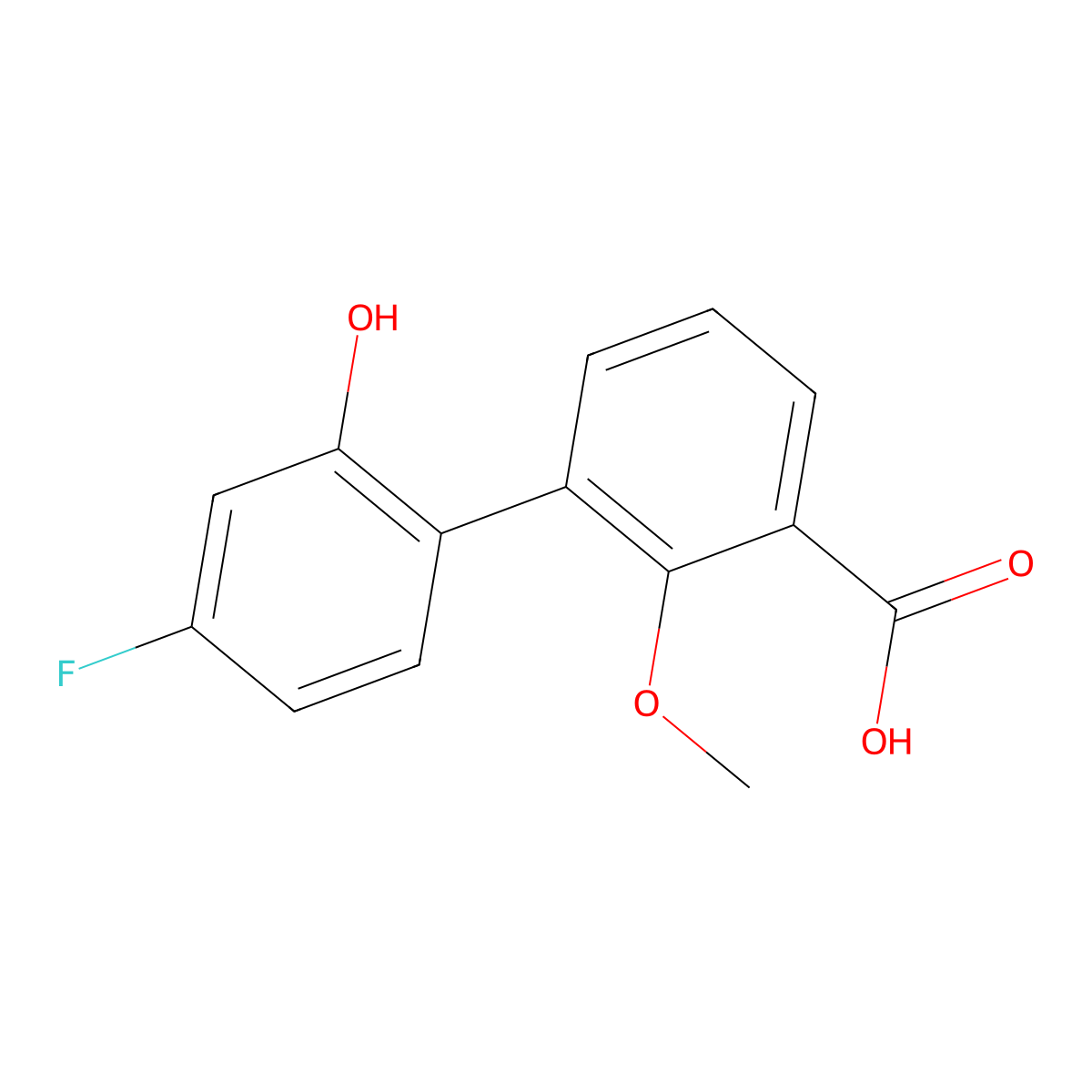 3-(4-Fluoro-2-hydroxyphenyl)-2-methoxybenzoic acid molecular structure, CAS 1261905-57-0
