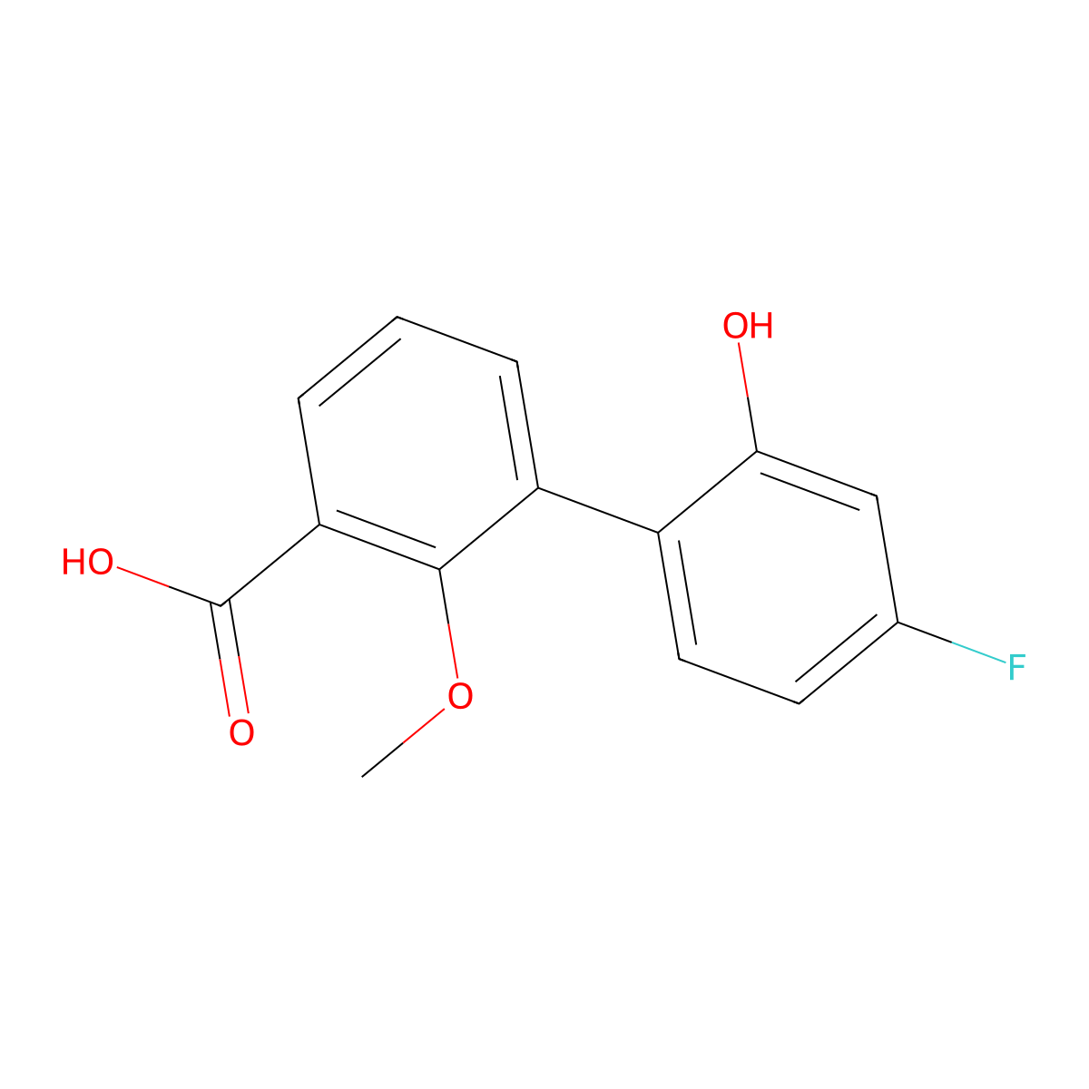 3-(4-Fluoro-2-hydroxyphenyl)-2-methoxybenzoic acid molecular structure, CAS 1261905-57-0