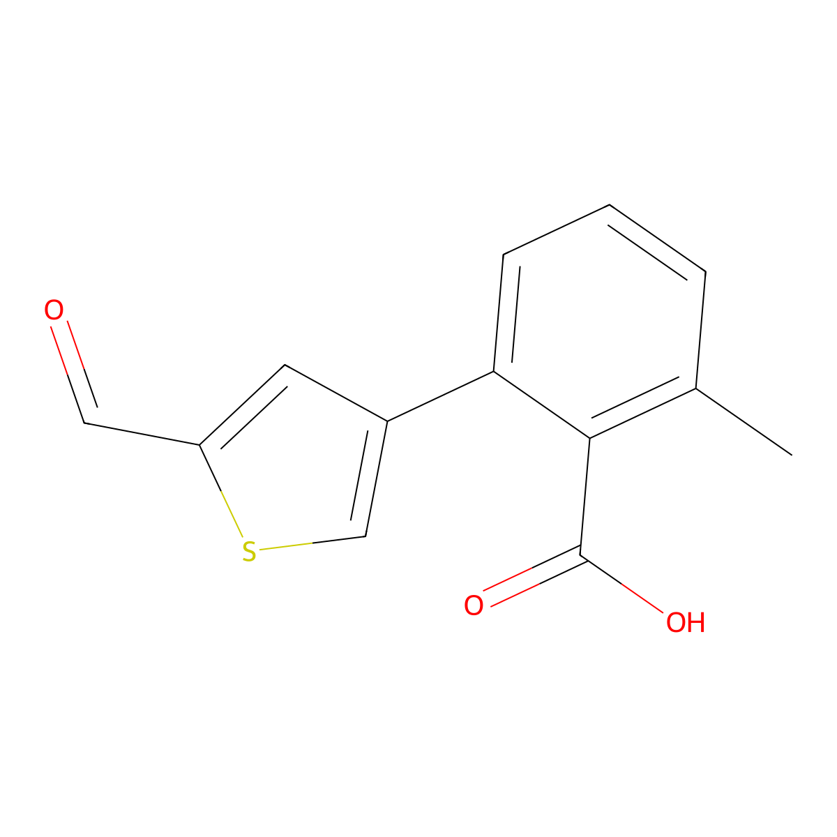 2-(2-Formylthiophen-4-YL)-6-methylbenzoic acid molecular structure, CAS 1261905-69-4