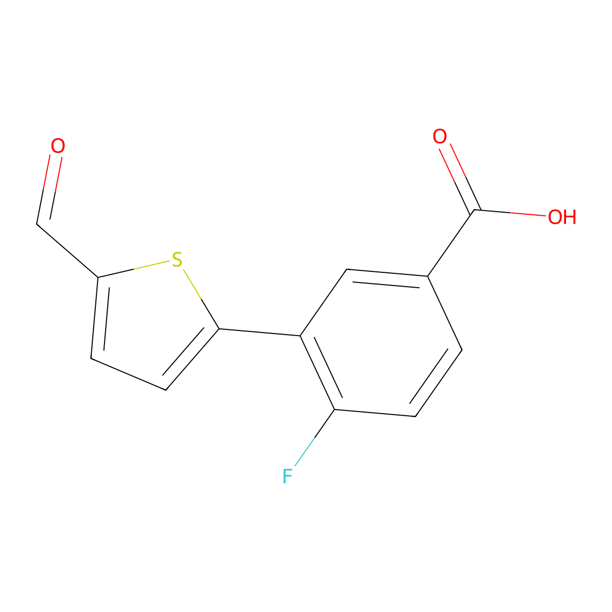 4-Fluoro-3-(5-formylthiophen-2-yl)benzoic acid molecular structure, CAS 1261905-87-6