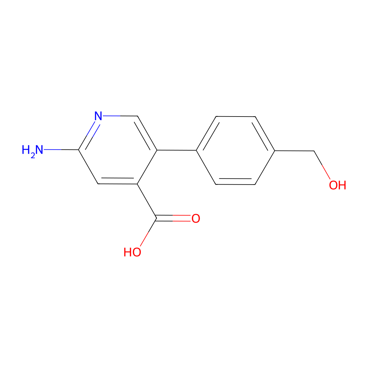 2-Amino-5-[4-(hydroxymethyl)phenyl]pyridine-4-carboxylic acid molecular structure, CAS 1261905-94-5