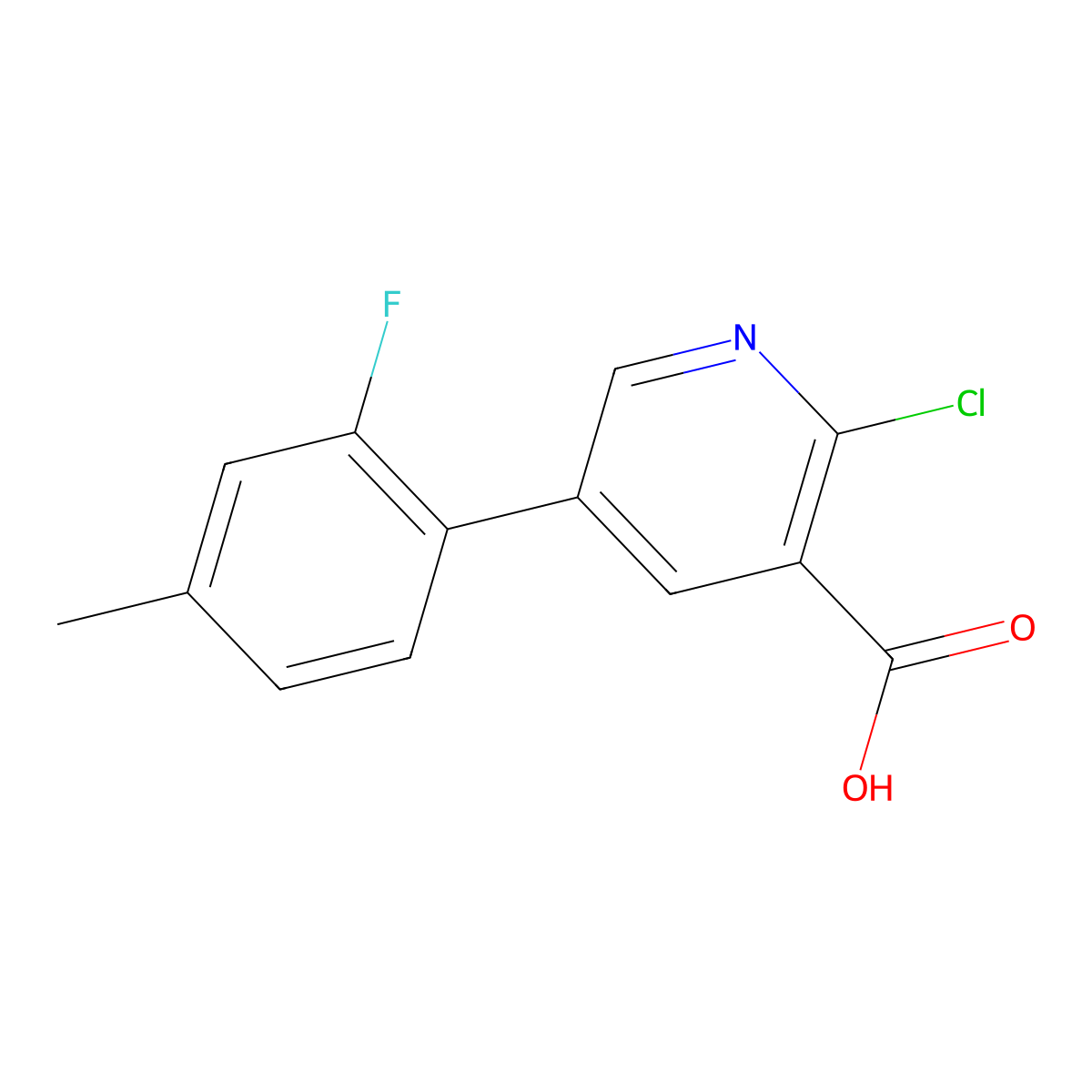 2-Chloro-5-(2-fluoro-4-methylphenyl)nicotinic acid molecular structure, CAS 1261906-12-0