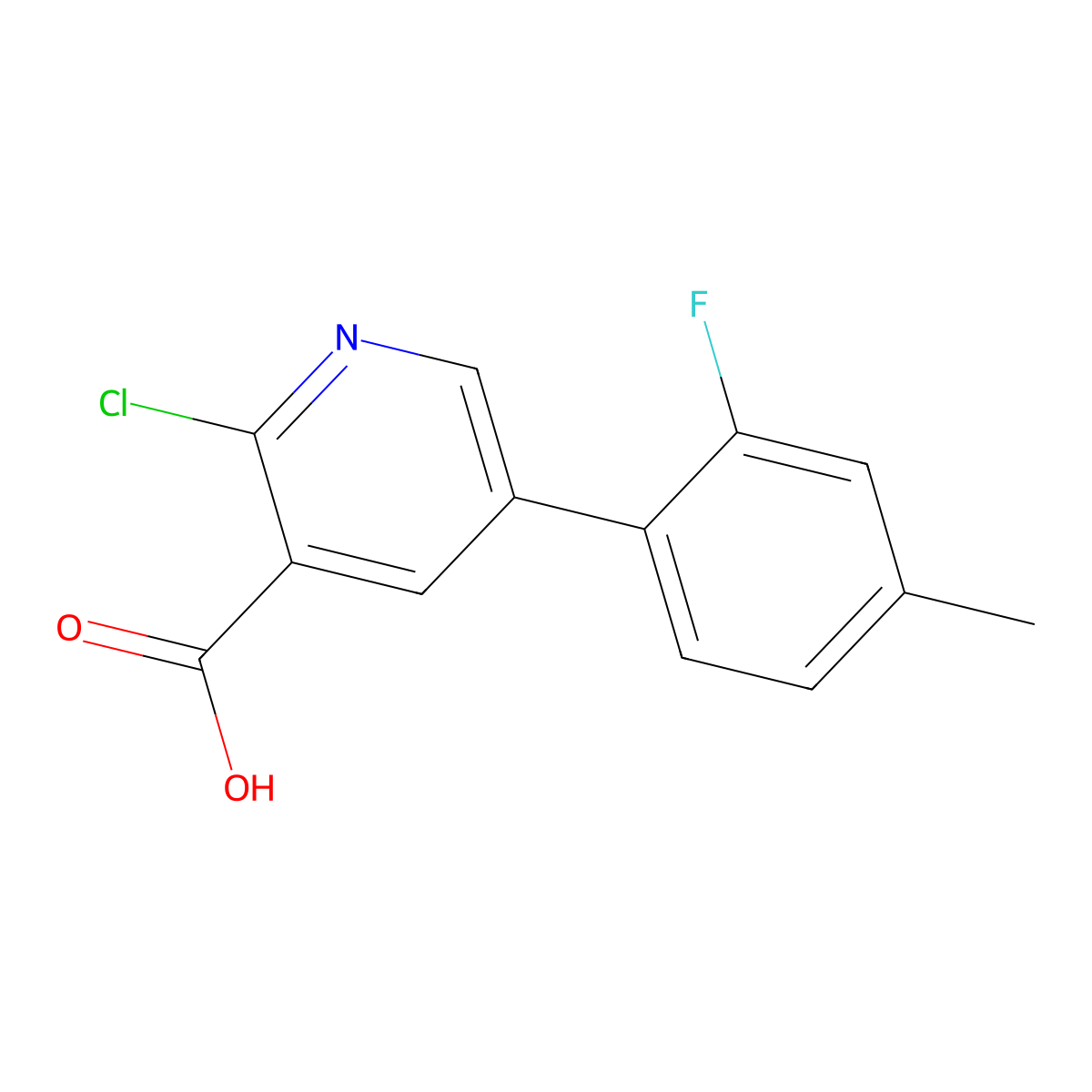 2-Chloro-5-(2-fluoro-4-methylphenyl)nicotinic acid molecular structure, CAS 1261906-12-0
