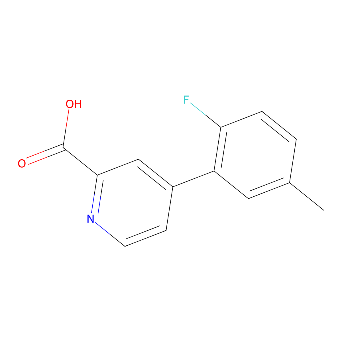 4-(2-Fluoro-5-methylphenyl)picolinic acid molecular structure, CAS 1261906-21-1