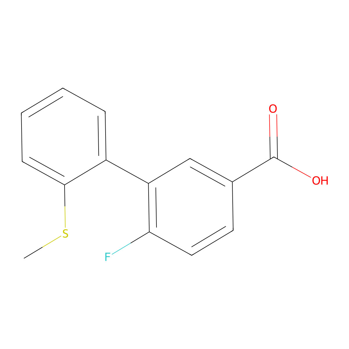 4-Fluoro-3-(2-methylthiophenyl)benzoic acid molecular structure, CAS 1261906-27-7