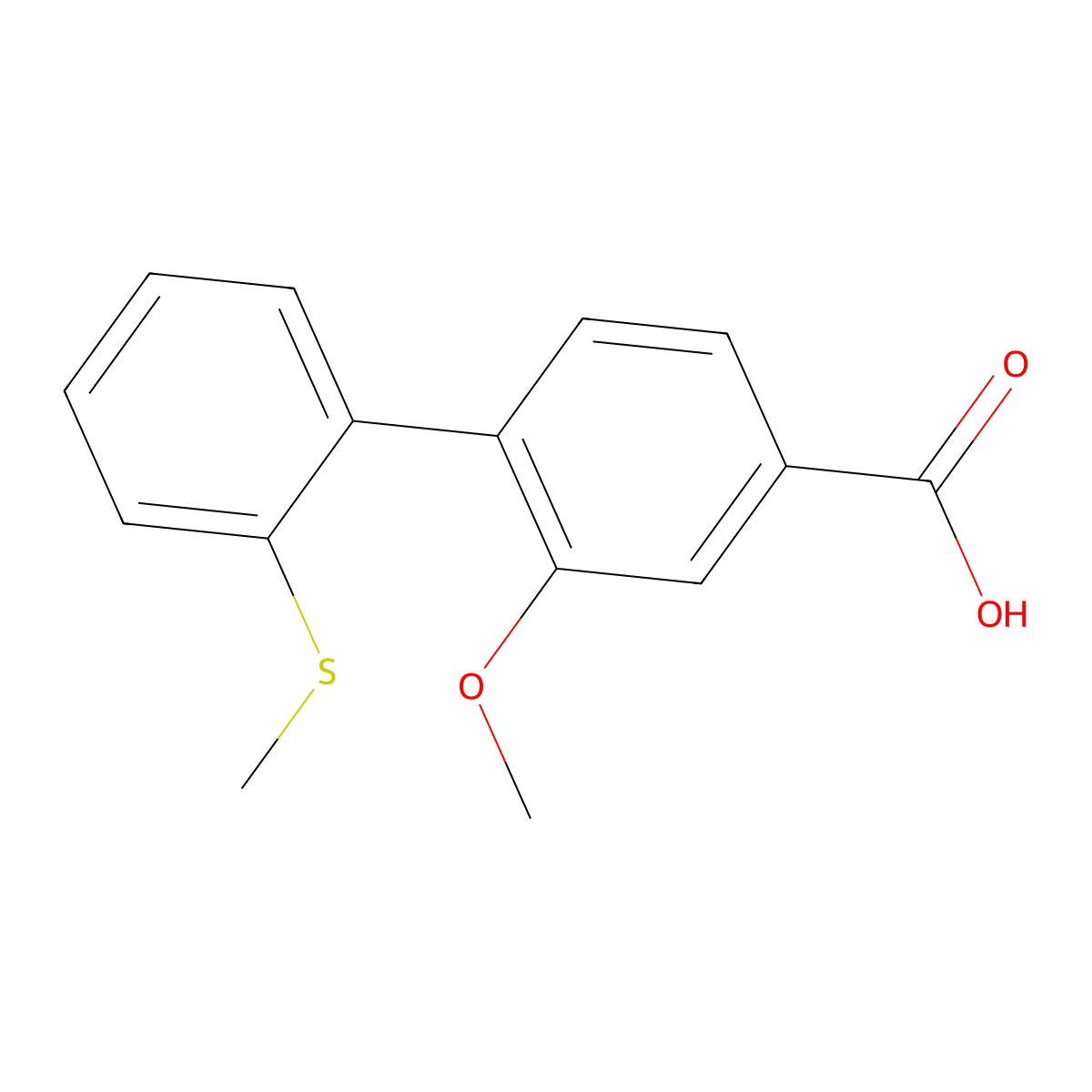 3-Methoxy-4-(2-methylthiophenyl)benzoic acid molecular structure, CAS 1261906-31-3