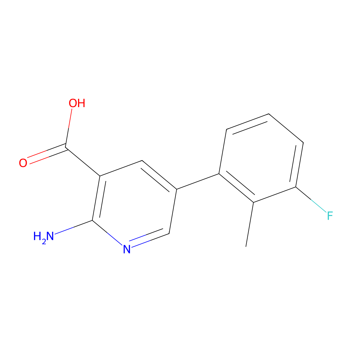 2-Amino-5-(3-fluoro-2-methylphenyl)pyridine-3-carboxylic acid molecular structure, CAS 1261906-34-6
