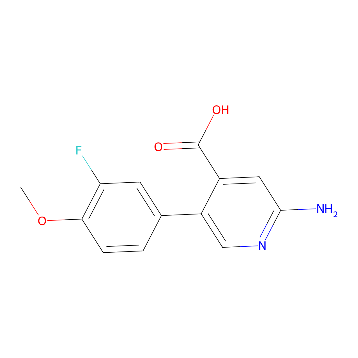 2-Amino-5-(3-fluoro-4-methoxyphenyl)pyridine-4-carboxylic acid molecular structure, CAS 1261906-42-6