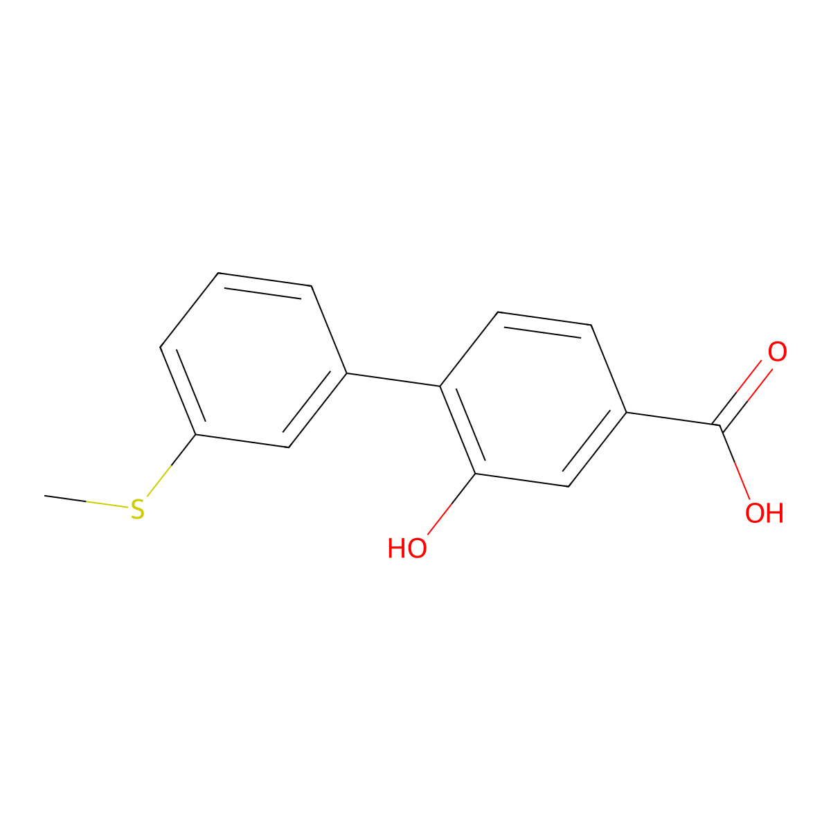 3-Hydroxy-4-(3-methylthiophenyl)benzoic acid molecular structure, CAS 1261906-44-8