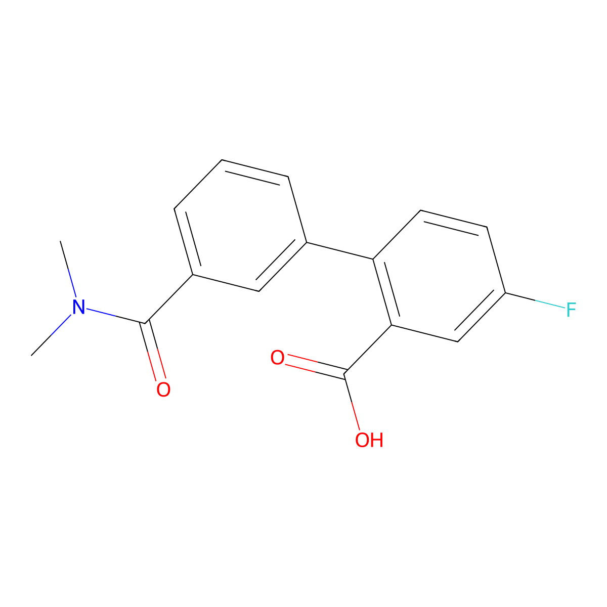 2-[3-(N,N-Dimethylaminocarbonyl)phenyl]-5-fluorobenzoic acid molecular structure, CAS 1261906-46-0