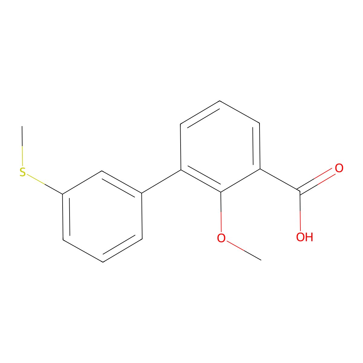2-Methoxy-3-(3-methylthiophenyl)benzoic acid molecular structure, CAS 1261906-66-4