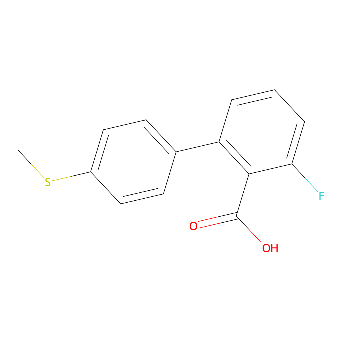 6-Fluoro-2-(4-methylthiophenyl)benzoic acid molecular structure, CAS 1261906-73-3