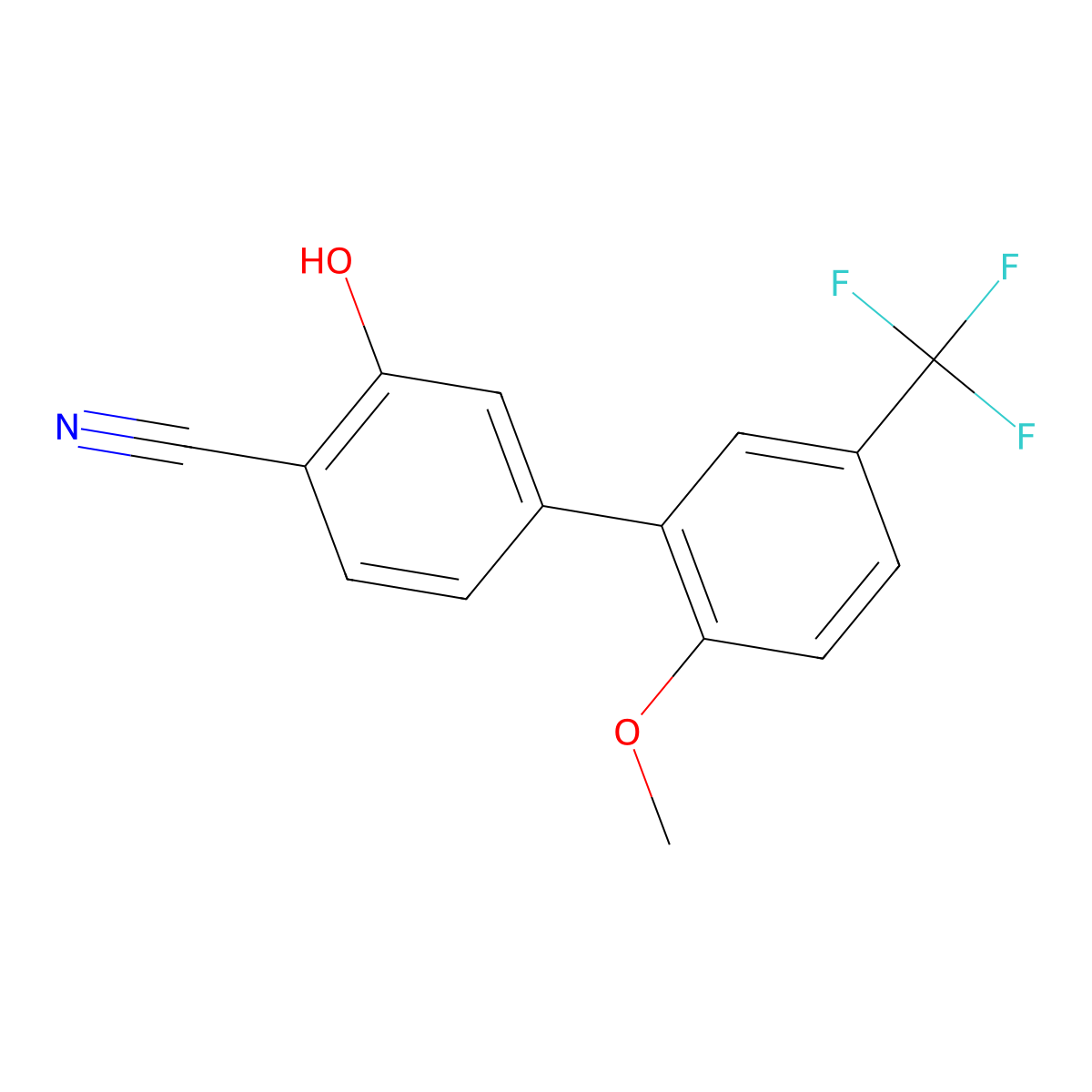 2-Cyano-5-(2-methoxy-5-trifluoromethylphenyl)phenol molecular structure, CAS 1261906-98-2