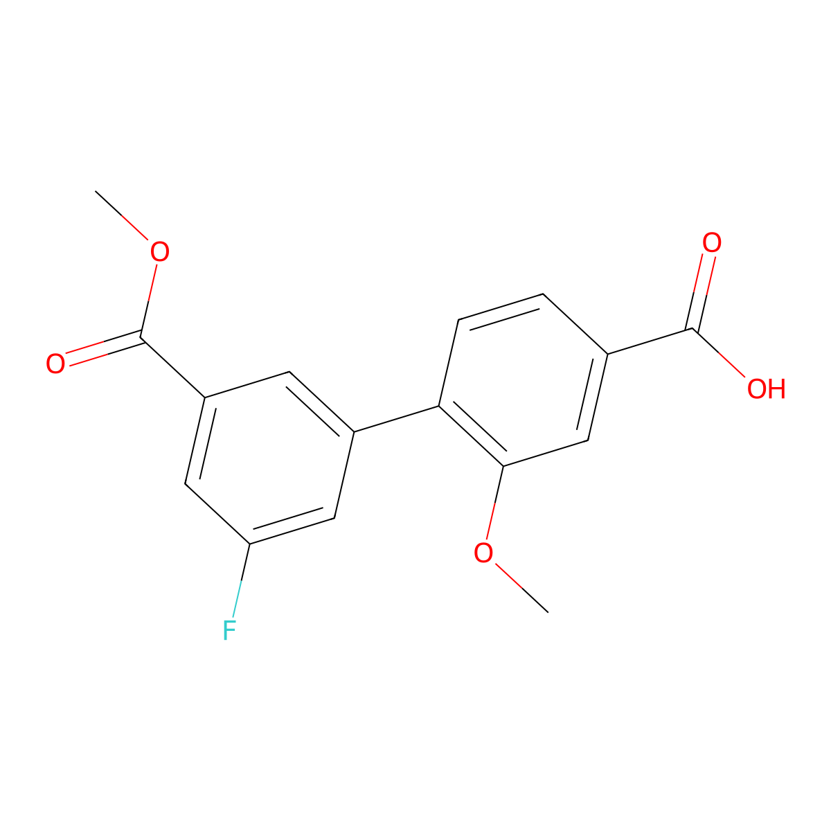 4-(3-Fluoro-5-methoxycarbonylphenyl)-3-methoxybenzoic acid molecular structure, CAS 1261906-99-3