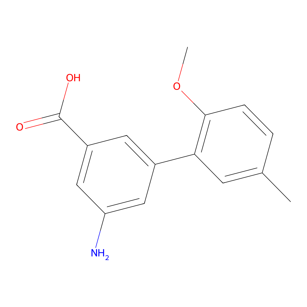 3-Amino-5-(2-methoxy-5-methylphenyl)benzoic acid molecular structure, CAS 1261907-01-0