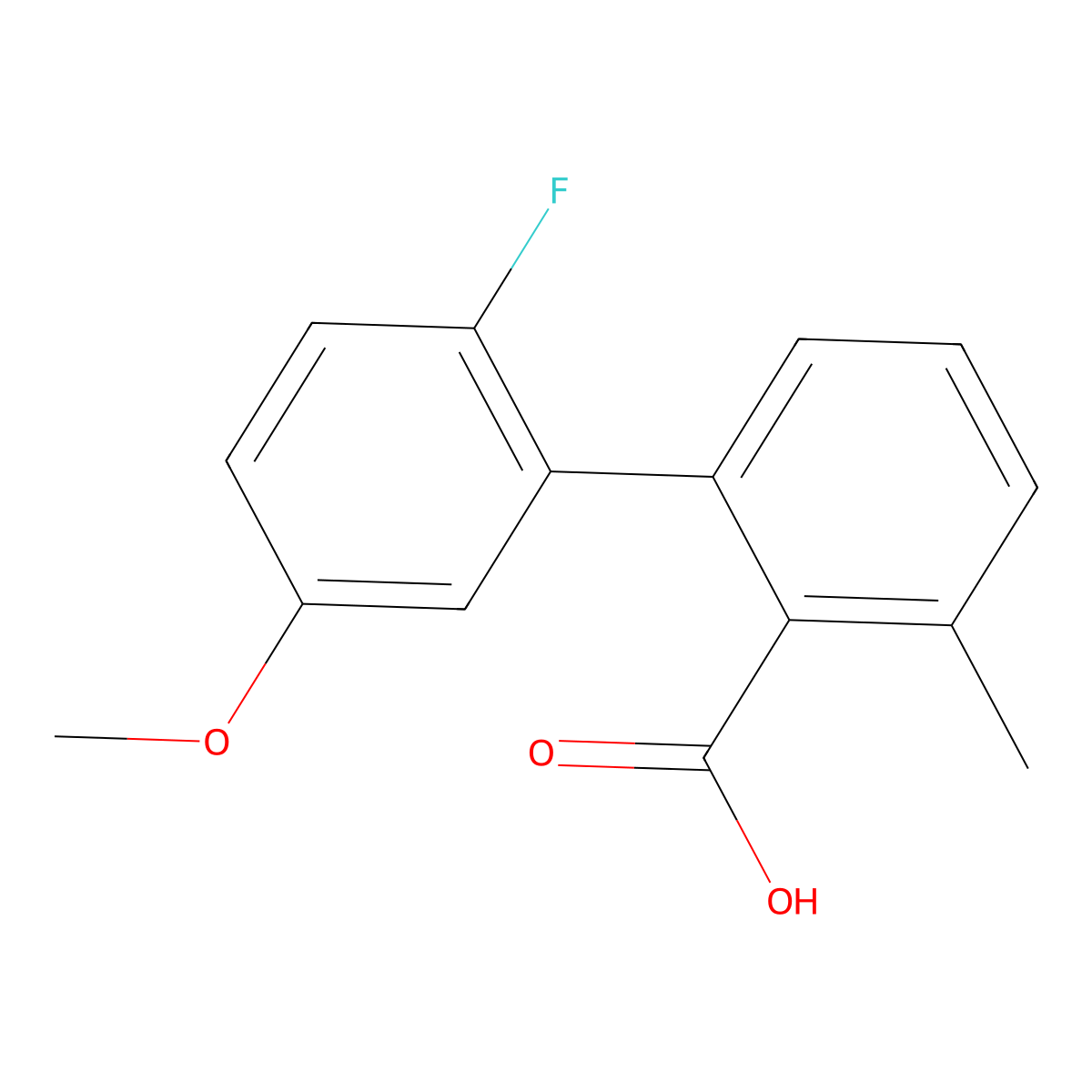 2-(2-Fluoro-5-methoxyphenyl)-6-methylbenzoic acid molecular structure, CAS 1261907-03-2