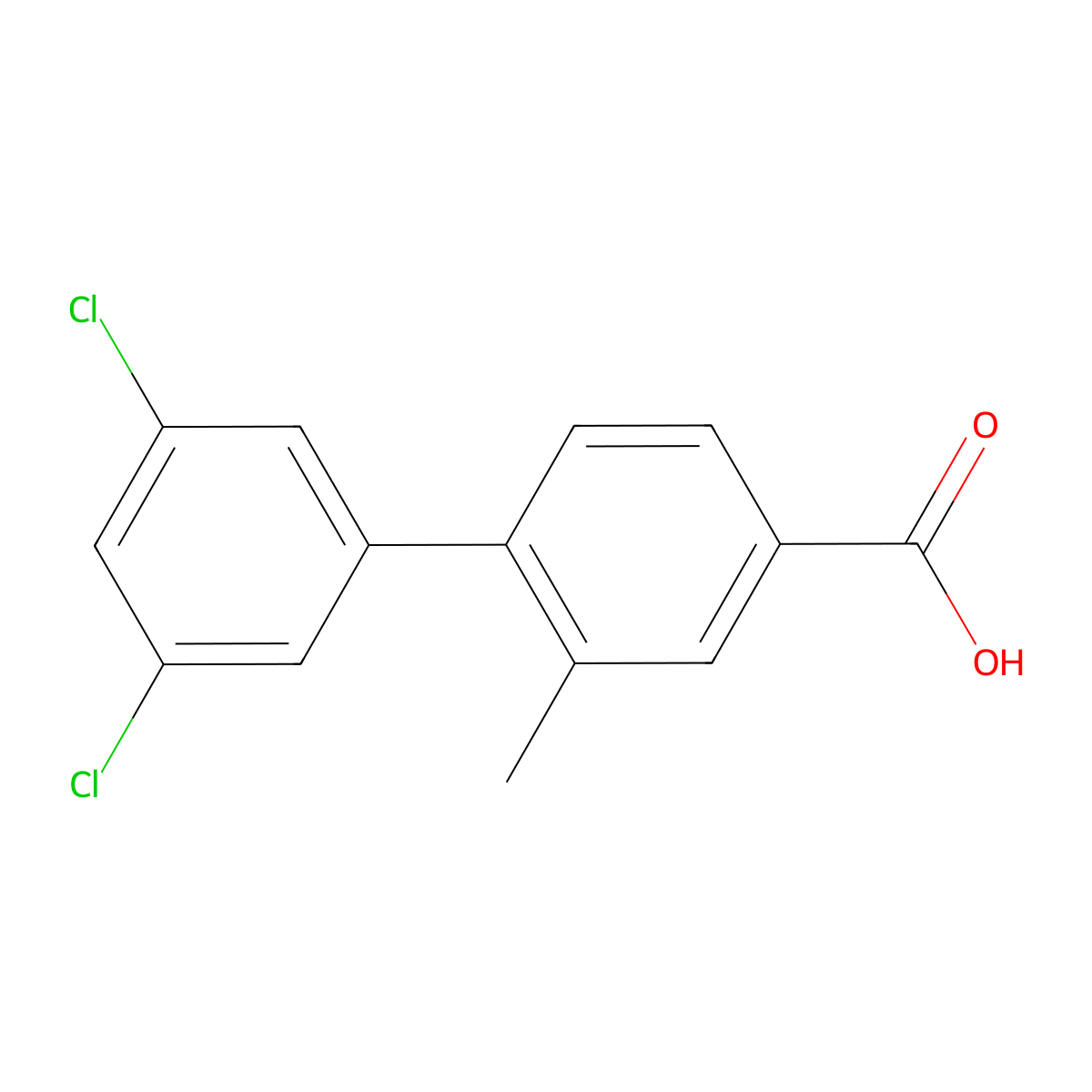 4-(3,5-Dichlorophenyl)-3-methylbenzoic acid molecular structure, CAS 1261907-19-0