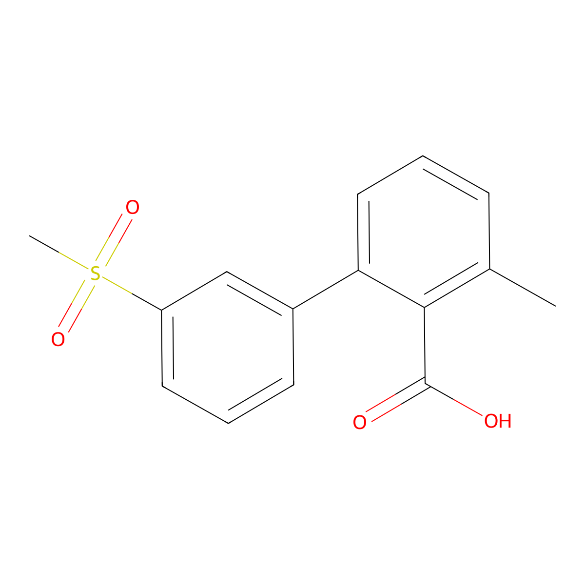 6-Methyl-2-(3-methylsulfonylphenyl)benzoic acid molecular structure, CAS 1261907-20-3