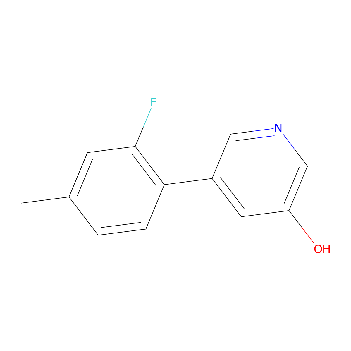 5-(2-Fluoro-4-methylphenyl)pyridin-3-ol molecular structure, CAS 1261907-22-5