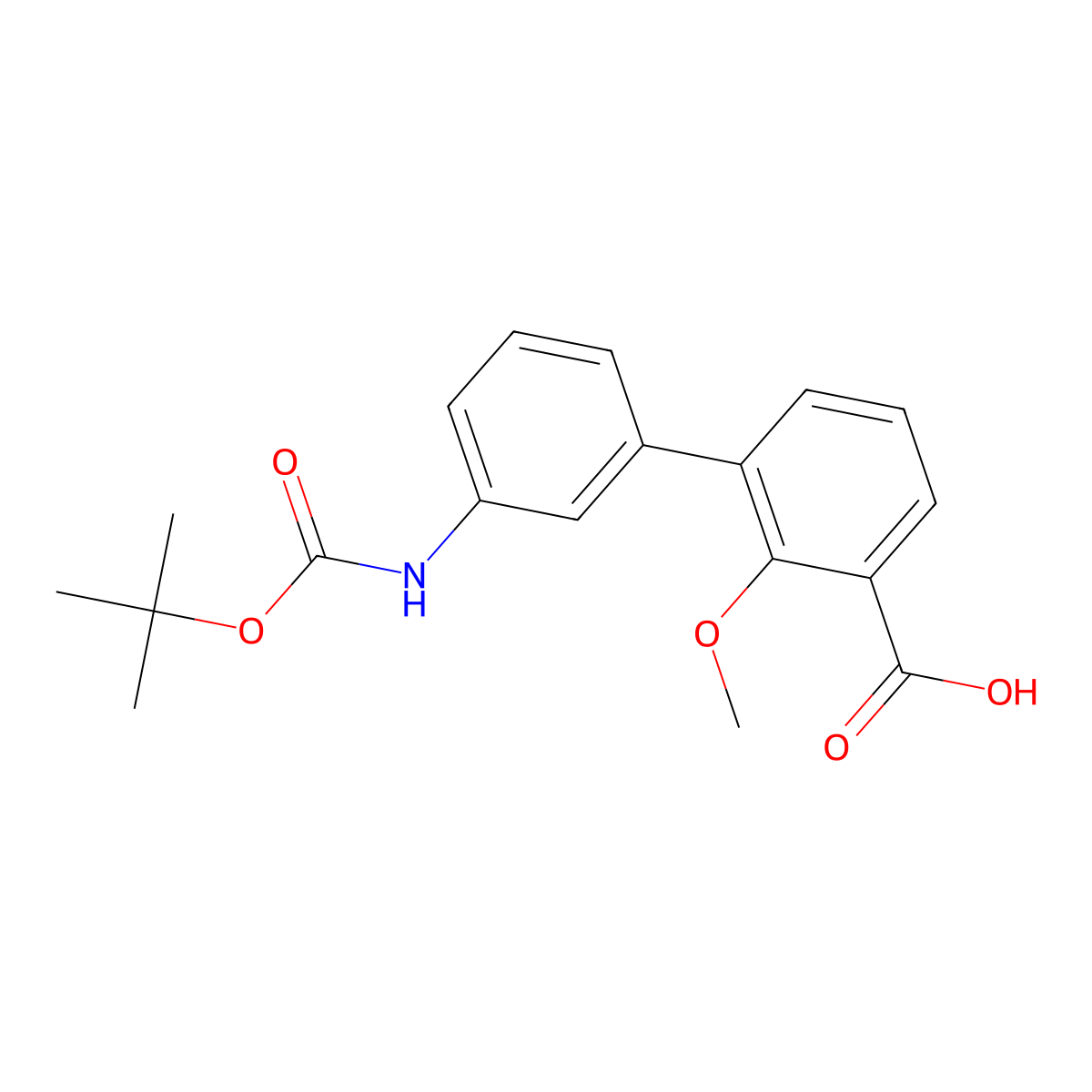 3-(3-BOC-Aminophenyl)-2-methoxybenzoic acid molecular structure, CAS 1261907-32-7