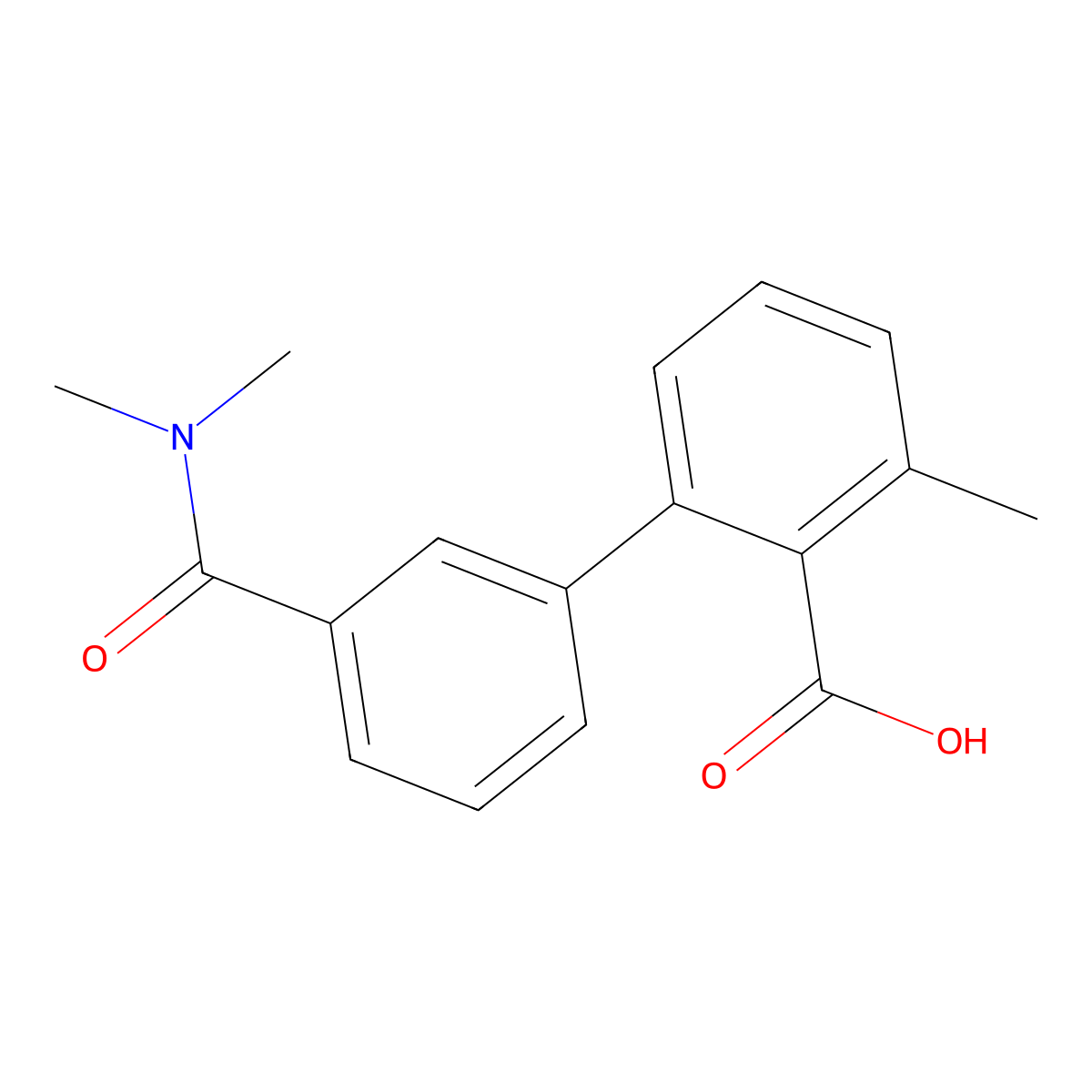 2-[3-(N,N-Dimethylaminocarbonyl)phenyl]-6-methylbenzoic acid molecular structure, CAS 1261907-43-0