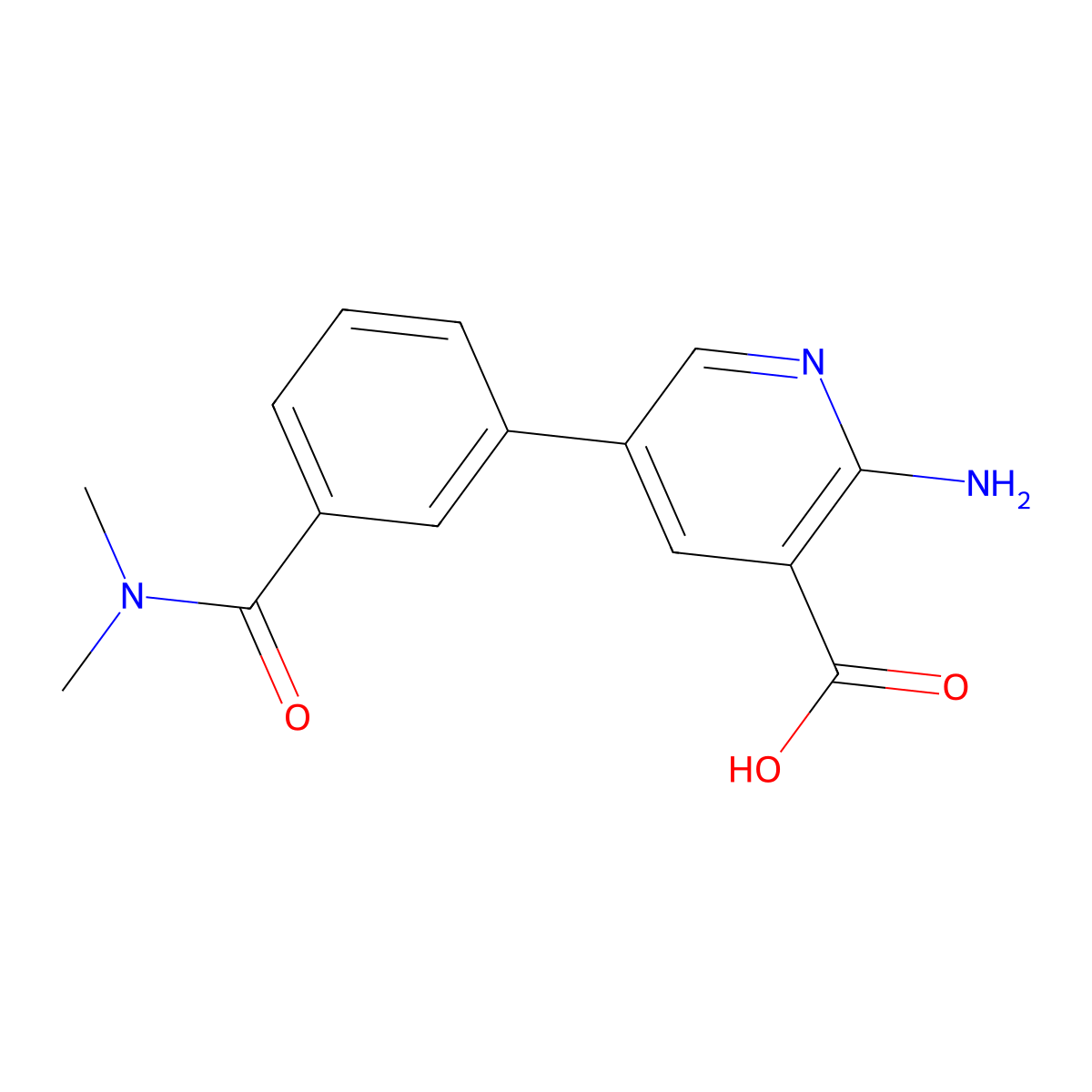 2-Amino-5-[3-(N,N-dimethylaminocarbonyl)phenyl]nicotinic acid molecular structure, CAS 1261907-52-1