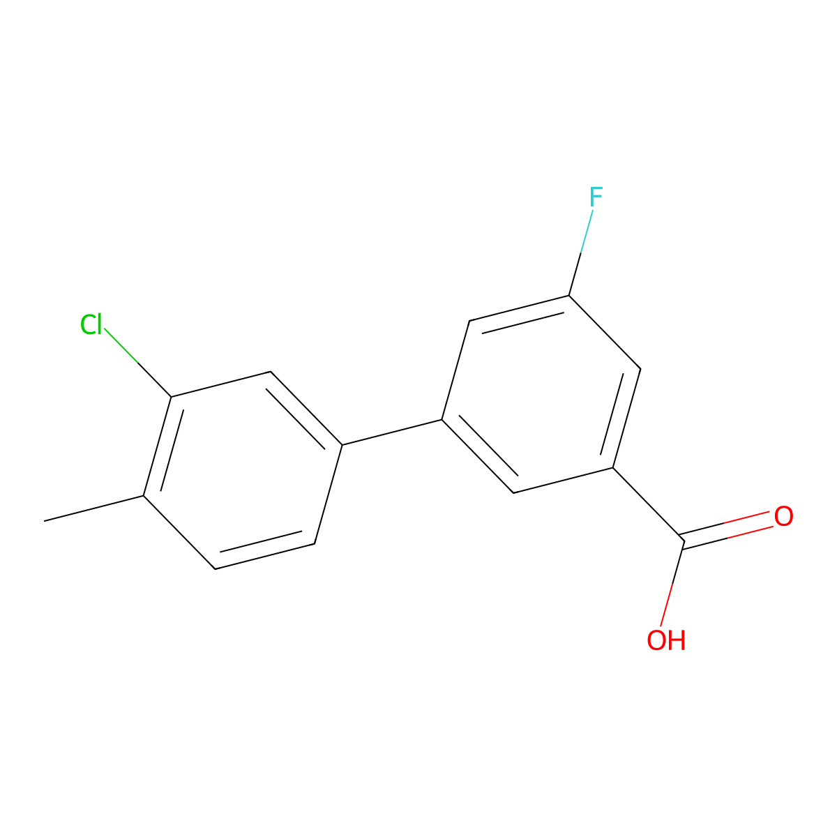 3-(3-Chloro-4-methylphenyl)-5-fluorobenzoic acid molecular structure, CAS 1261907-53-2