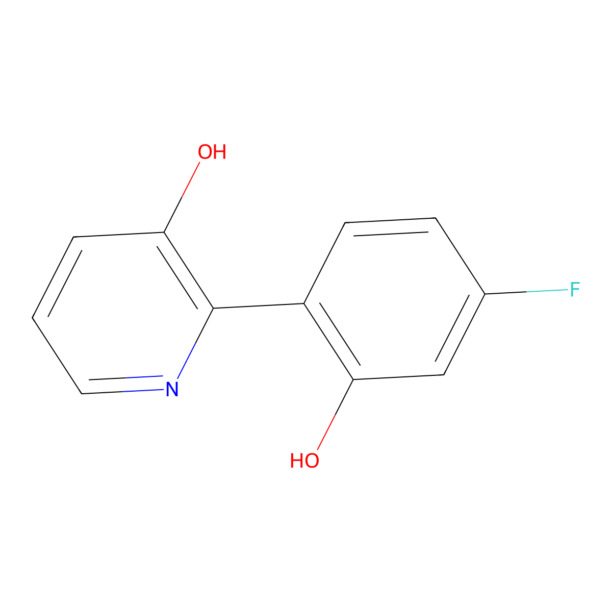 2-(4-Fluoro-2-hydroxyphenyl)-3-hydroxypyridine molecular structure, CAS 1261907-64-5