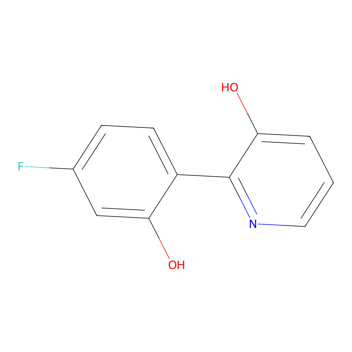 2-(4-Fluoro-2-hydroxyphenyl)-3-hydroxypyridine molecular structure, CAS 1261907-64-5