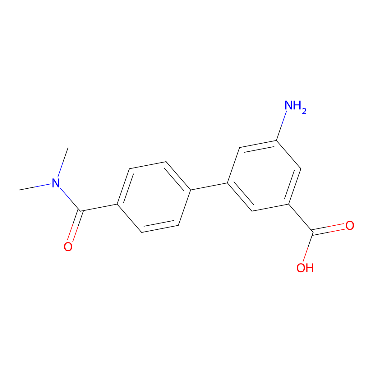3-Amino-5-[4-(N,N-dimethylaminocarbonyl)phenyl]benzoic acid molecular structure, CAS 1261908-02-4