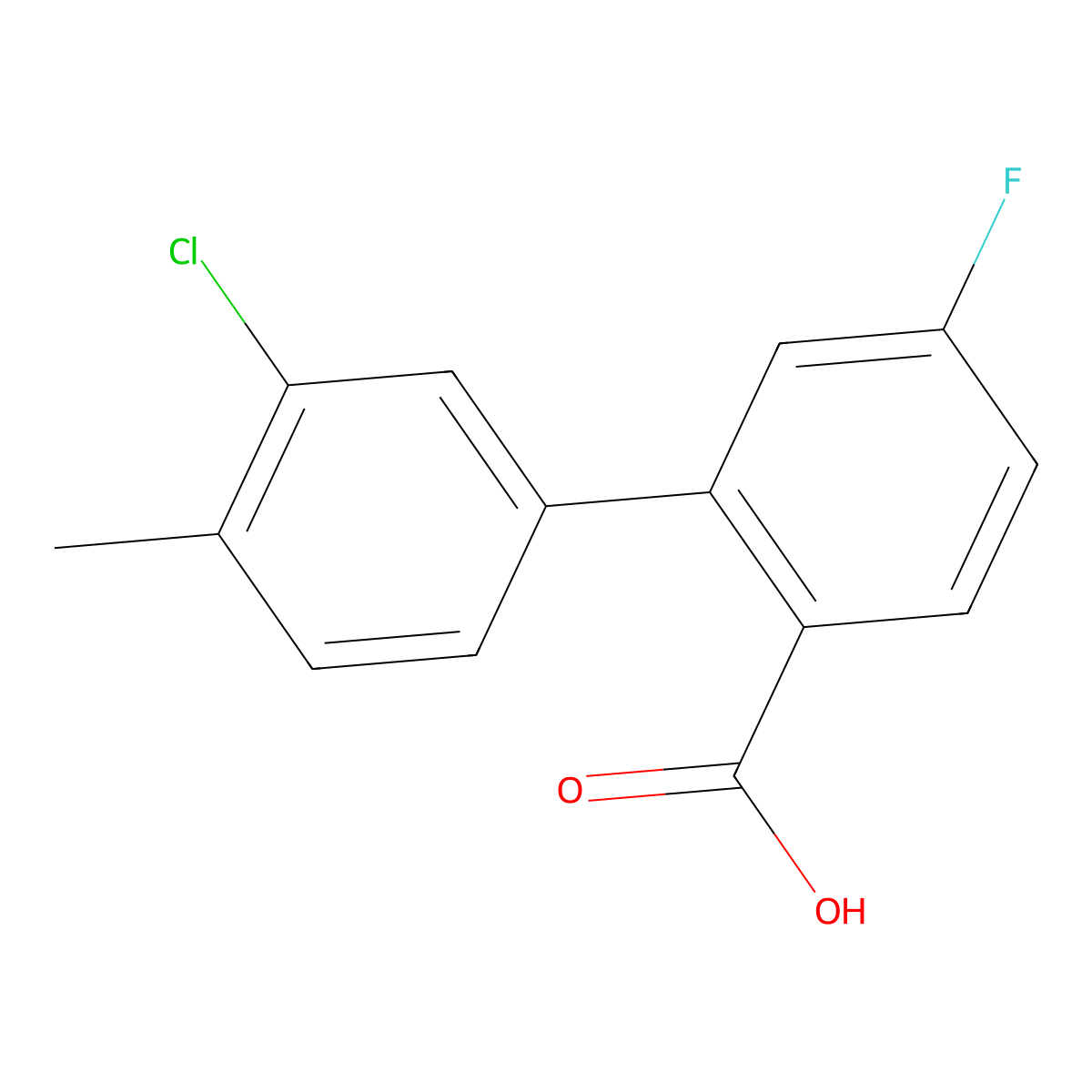2-(3-Chloro-4-methylphenyl)-4-fluorobenzoic acid molecular structure, CAS 1261908-06-8
