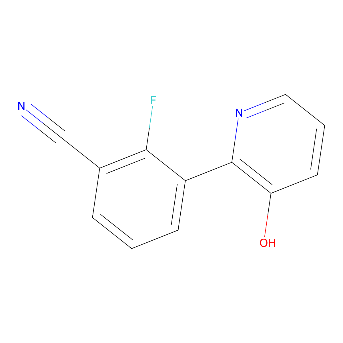 2-Fluoro-3-(3-hydroxypyridin-2-yl)benzonitrile molecular structure, CAS 1261908-07-9