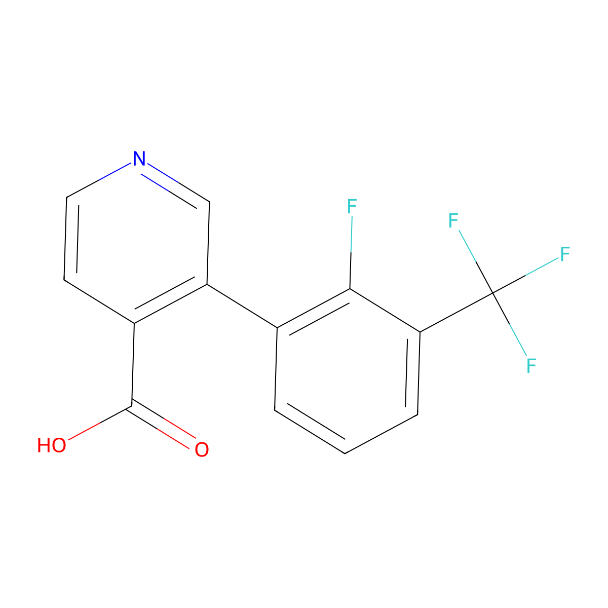 3-[2-Fluoro-3-(trifluoromethyl)phenyl]pyridine-4-carboxylic acid molecular structure, CAS 1261908-18-2