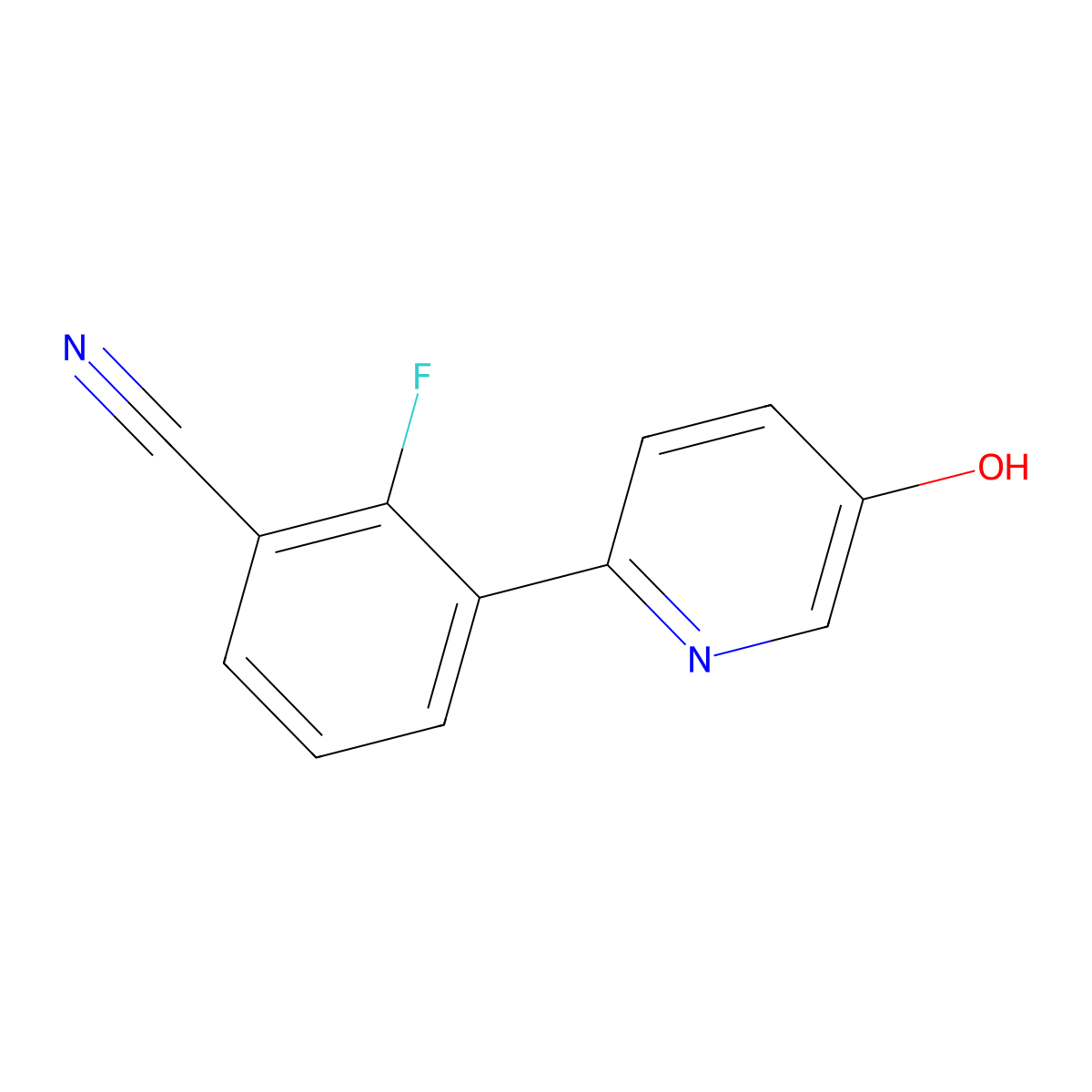 2-Fluoro-3-(5-hydroxypyridin-2-yl)benzonitrile molecular structure, CAS 1261908-31-9