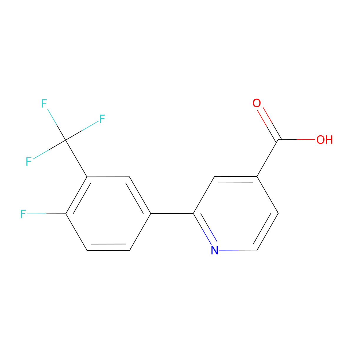 2-[4-Fluoro-3-(trifluoromethyl)phenyl]pyridine-4-carboxylic acid molecular structure, CAS 1261908-33-1