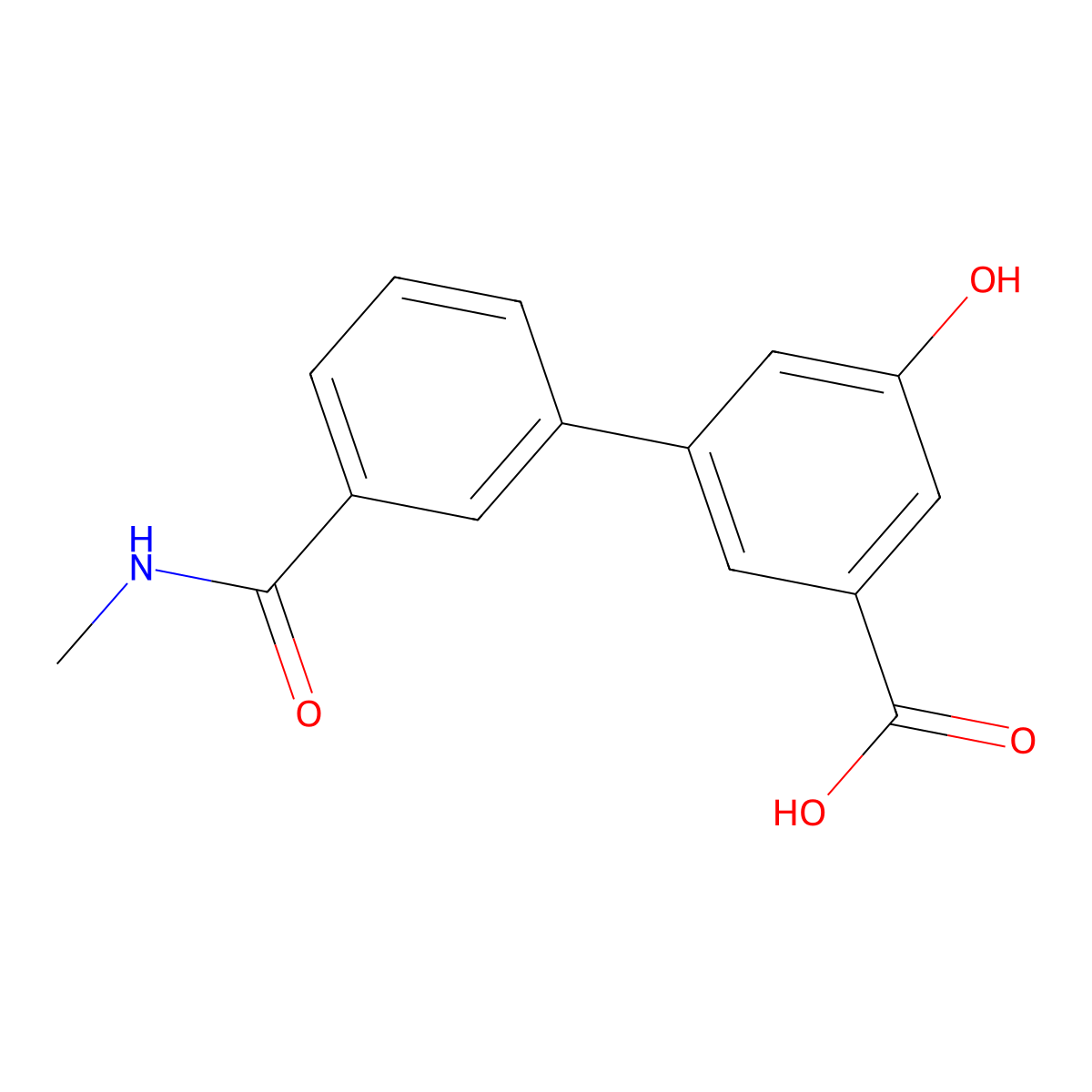 5-Hydroxy-3-[3-(N-methylaminocarbonyl)phenyl]benzoic acid molecular structure, CAS 1261908-44-4
