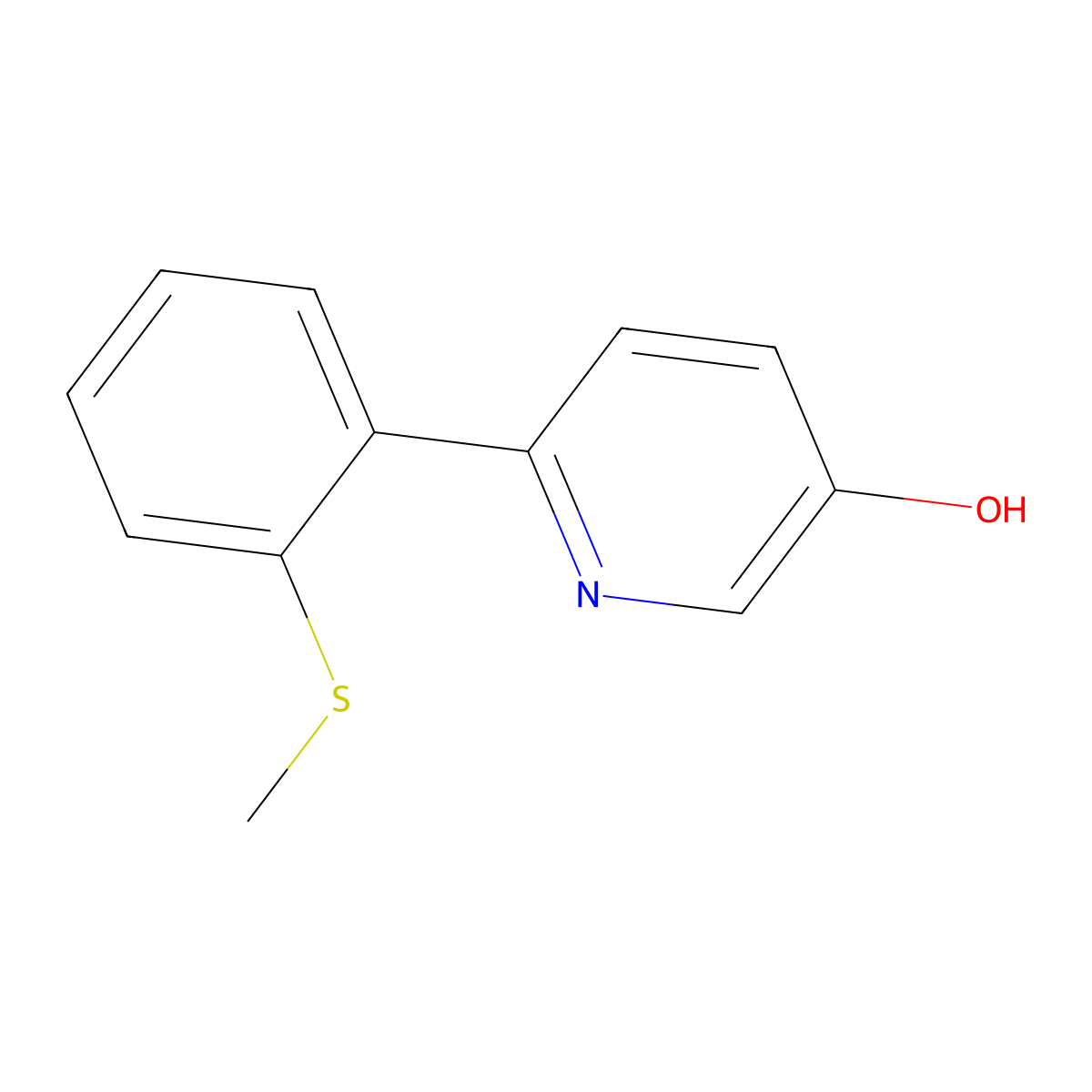 5-Hydroxy-2-(2-methylthiophenyl)pyridine molecular structure, CAS 1261908-50-2