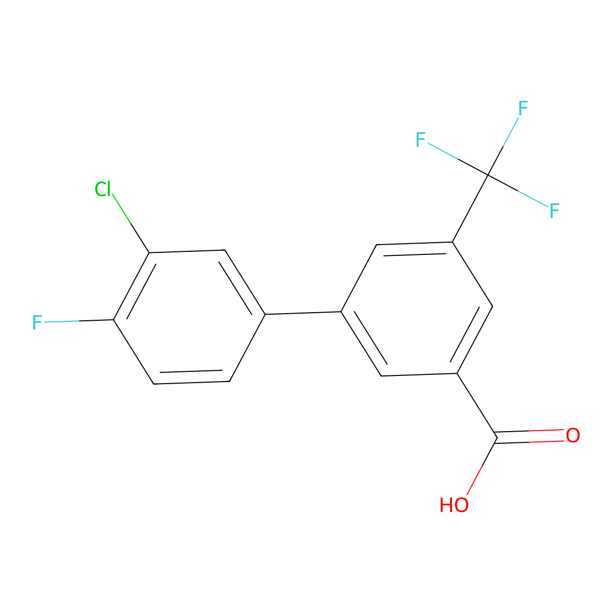 3-(3-Chloro-4-fluorophenyl)-5-trifluoromethylbenzoic acid molecular structure, CAS 1261908-69-3