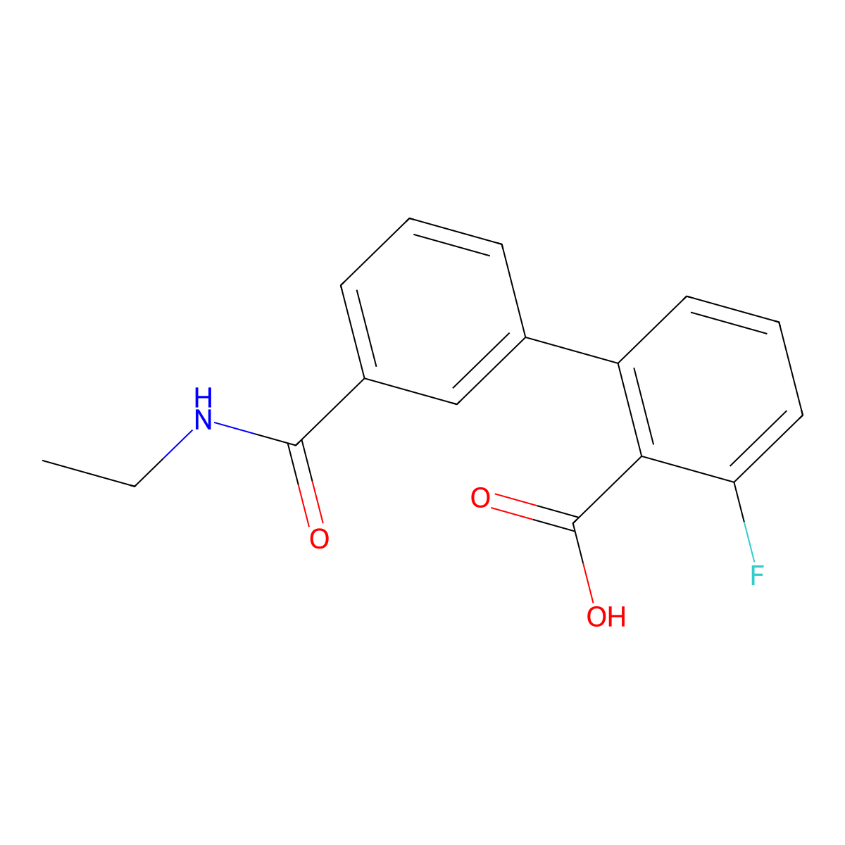 2-[3-(N-Ethylaminocarbonyl)phenyl]-6-fluorobenzoic acid molecular structure, CAS 1261908-77-3