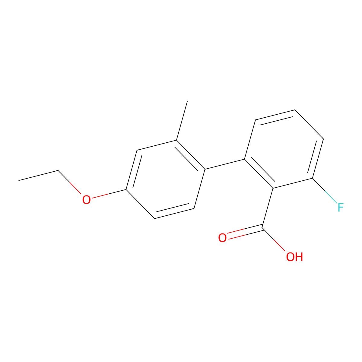 2-(4-Ethoxy-2-methylphenyl)-6-fluorobenzoic acid molecular structure, CAS 1261909-08-3