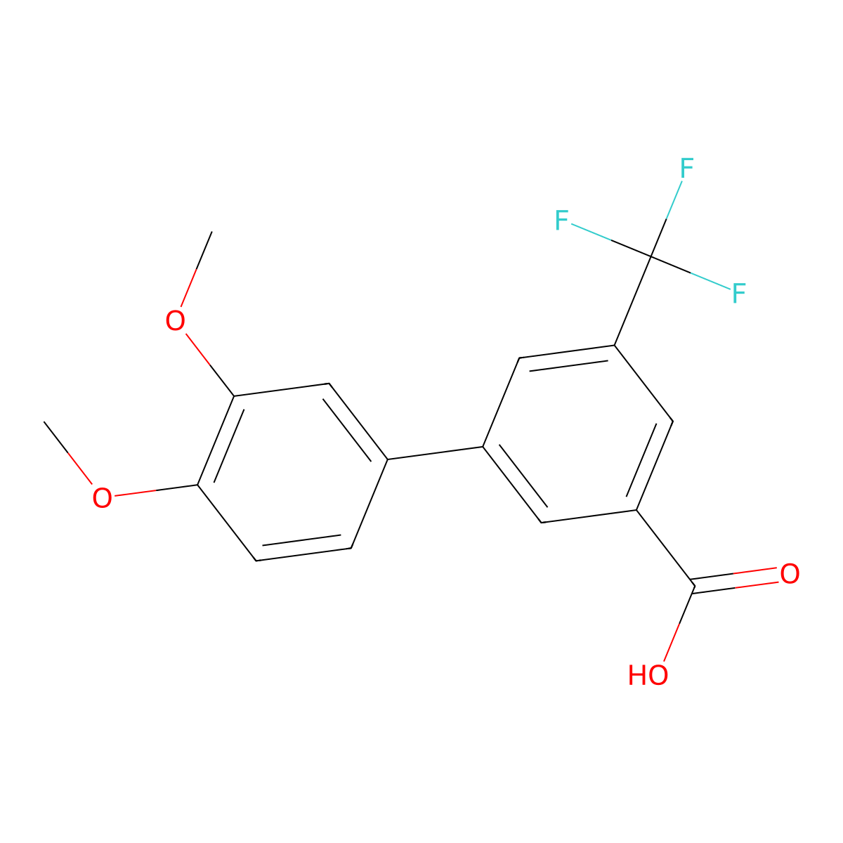 3-(3,4-Dimethoxyphenyl)-5-trifluoromethylbenzoic acid molecular structure, CAS 1261909-27-6